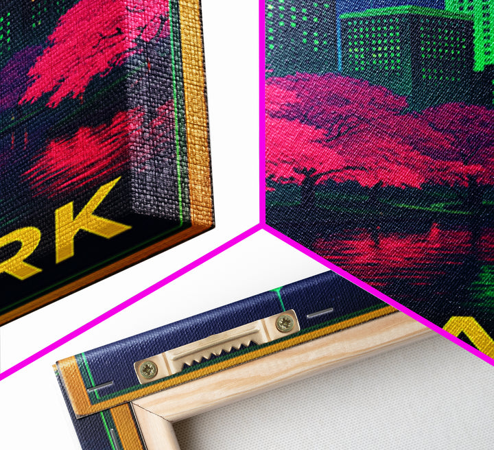Newark New Jersey Travel Poster, Canvas Print, Electric Night Poster Art, Newark Wall Art, Travel Wall Decor, Travel Poster Set, Wall Art