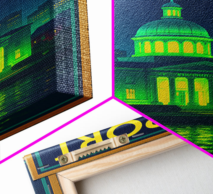 Newport News Travel Poster, Canvas Print, Neon Skyline Art Wall Art, Newport News Travel Art, Travel Wall Decor, City Art Print, Design 2