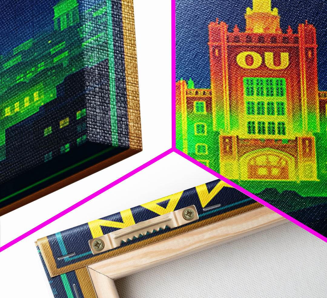 Norman Travel Poster, Framed Canvas Print, Retro Neon Travel Art, Norman Art Print, Travel Poster Set, Fine Art Print, Retro Travel Print