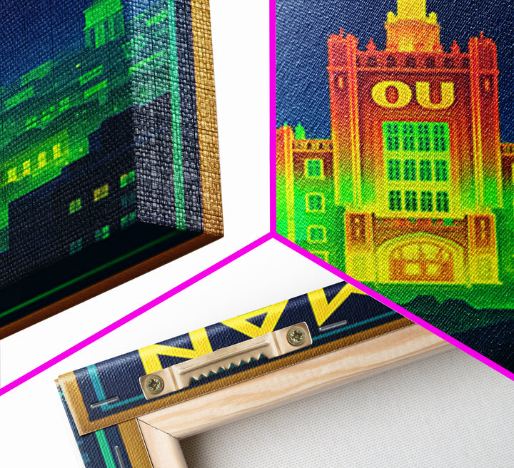 Norman Travel Poster, Framed Canvas Print, Retro Neon Travel Art, Norman Art Print, Travel Poster Set, Fine Art Print, Retro Travel Print