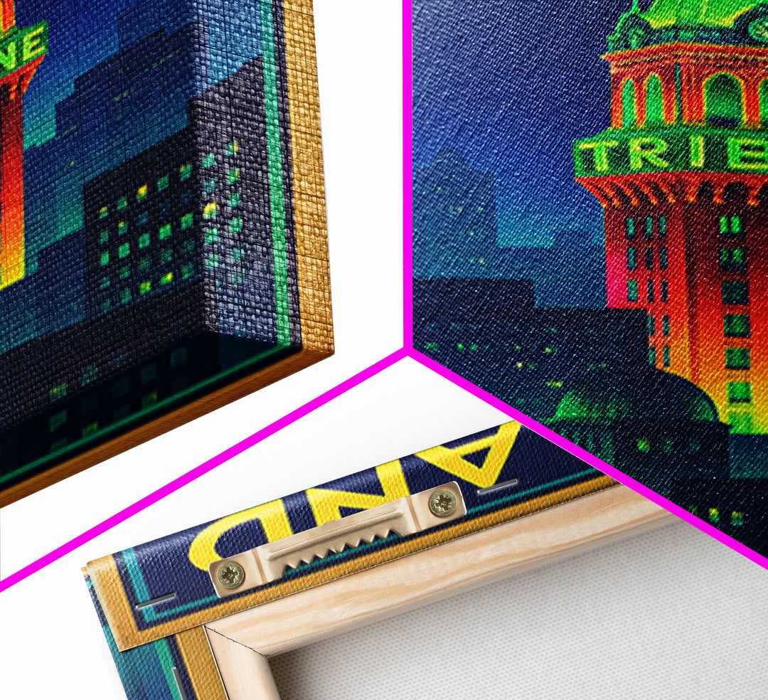 Oakland Travel Poster, Framed Canvas Print, Cyberpunk Style City Art, Oakland Poster Print, Travel Wall Decor, Wanderlust Decor