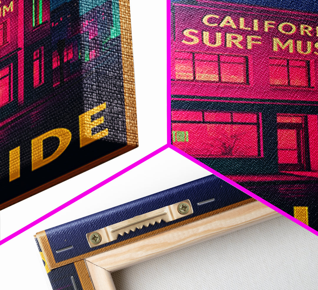 Oceanside California Travel Poster, Canvas Print, Neon Skyline Wall Art, Oceanside Travel Art, Travel Art, Vintage City Art, Retro Poster