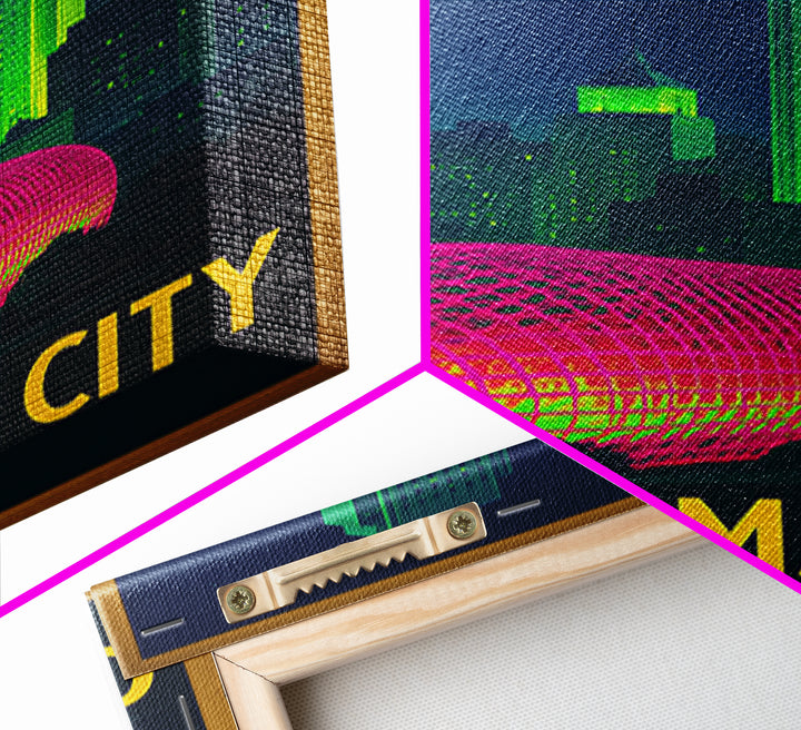 Oklahoma City Oklahoma Travel Poster, Canvas Print, Retro Neon Travel Art, Oklahoma City Art Print, Eclectic Wall Decor, City Illustration