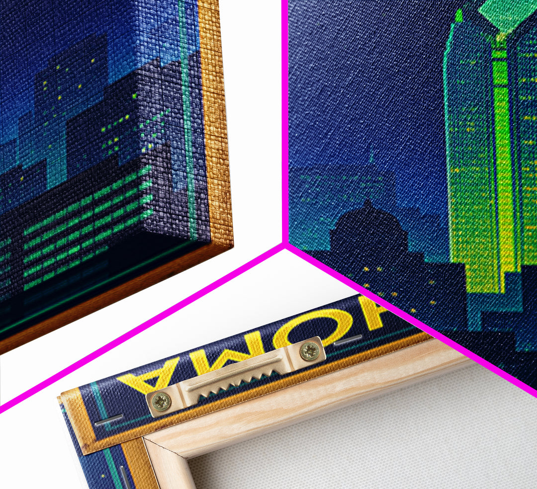Oklahoma City Travel Poster, Canvas Print, Electric Night Poster Art, Oklahoma City Art Print, Fine Art Print, City Art Print, Design 2