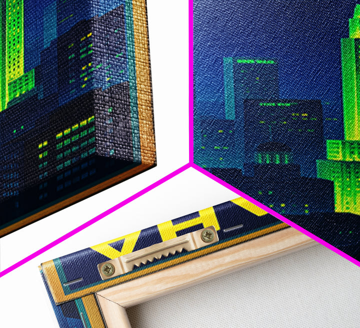 Omaha Travel Poster, Framed Canvas Print, Electric Night Poster Art, Omaha City Art, Travel Wall Decor, Mid Century Wall Art, Art Print
