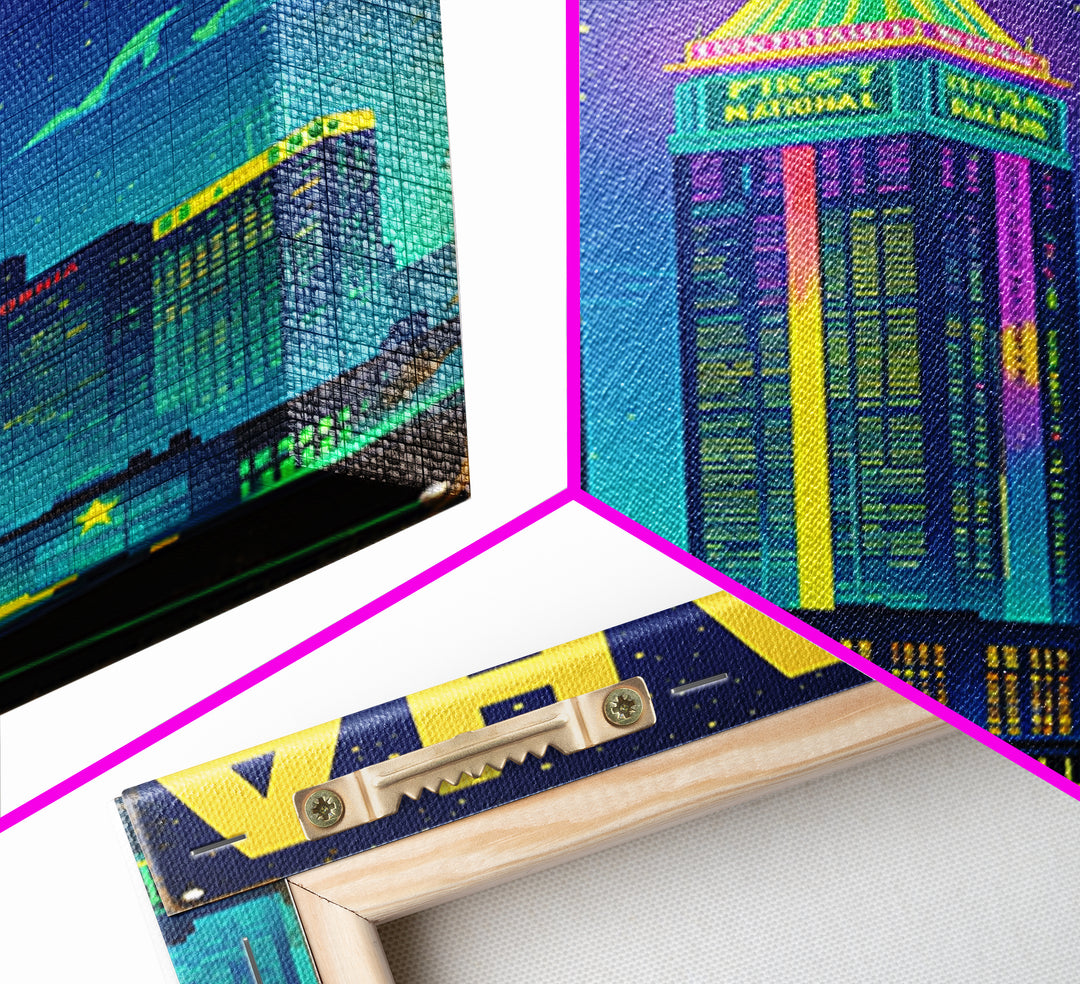 Omaha Travel Poster, Framed Canvas Print, Retro Neon Travel Art, Omaha Travel Art, Eclectic Wall Decor, City Art Print, Fine Art Print