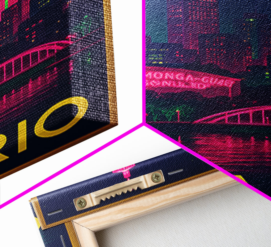 Ontario California Travel Poster, Canvas Print, Neon Urban Skyline Wall Art, Ontario City Art, Office Decor, City Illustration, City Poster