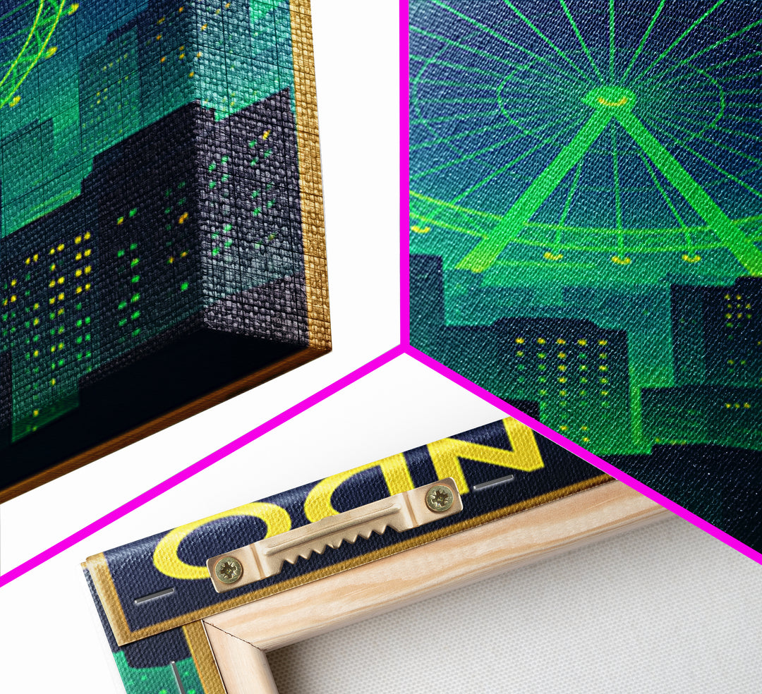 Orlando Travel Poster, Canvas Print, Cyberpunk Style City Art, Orlando City Art, Travel Art Print, Eclectic Wall Decor, City Illustration