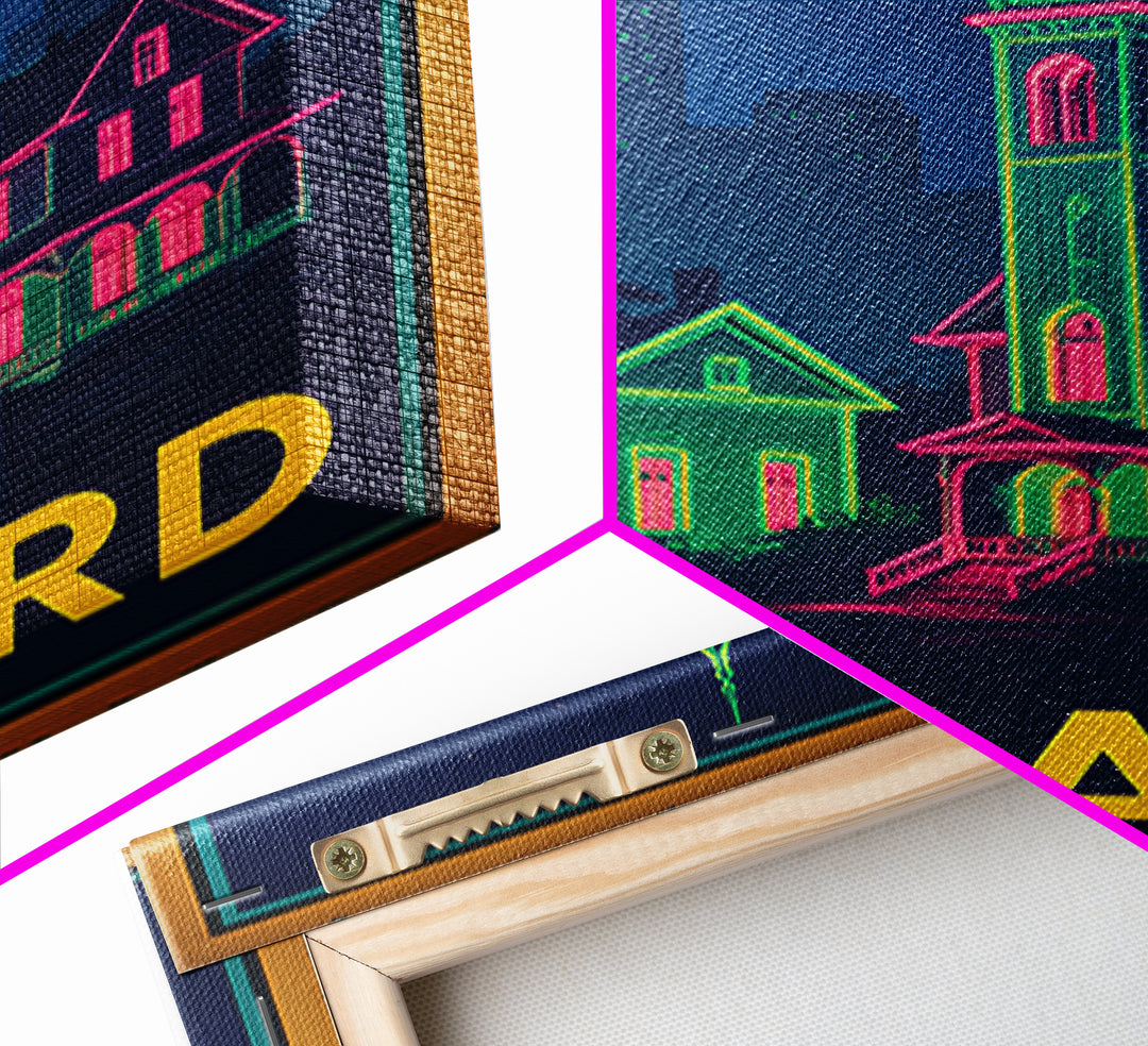 Oxnard California Travel Poster, Canvas Print, Retro Neon Travel Art, Oxnard City Art, Vintage City Poster, Vintage Travel Art, Wall Art