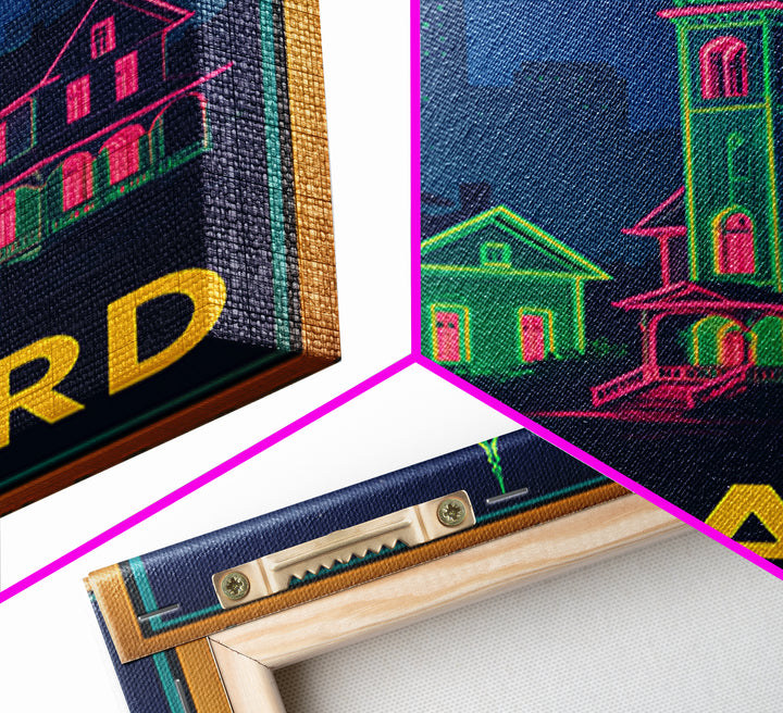 Oxnard California Travel Poster, Canvas Print, Retro Neon Travel Art, Oxnard City Art, Vintage City Poster, Vintage Travel Art, Wall Art