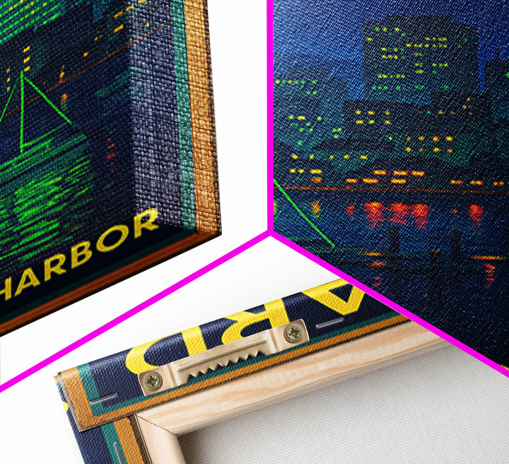 Oxnard Travel Poster, Canvas Print, Retro Neon Travel Art, Oxnard City Art, City Art Print, Modern Wall Decor, City Travel Prints