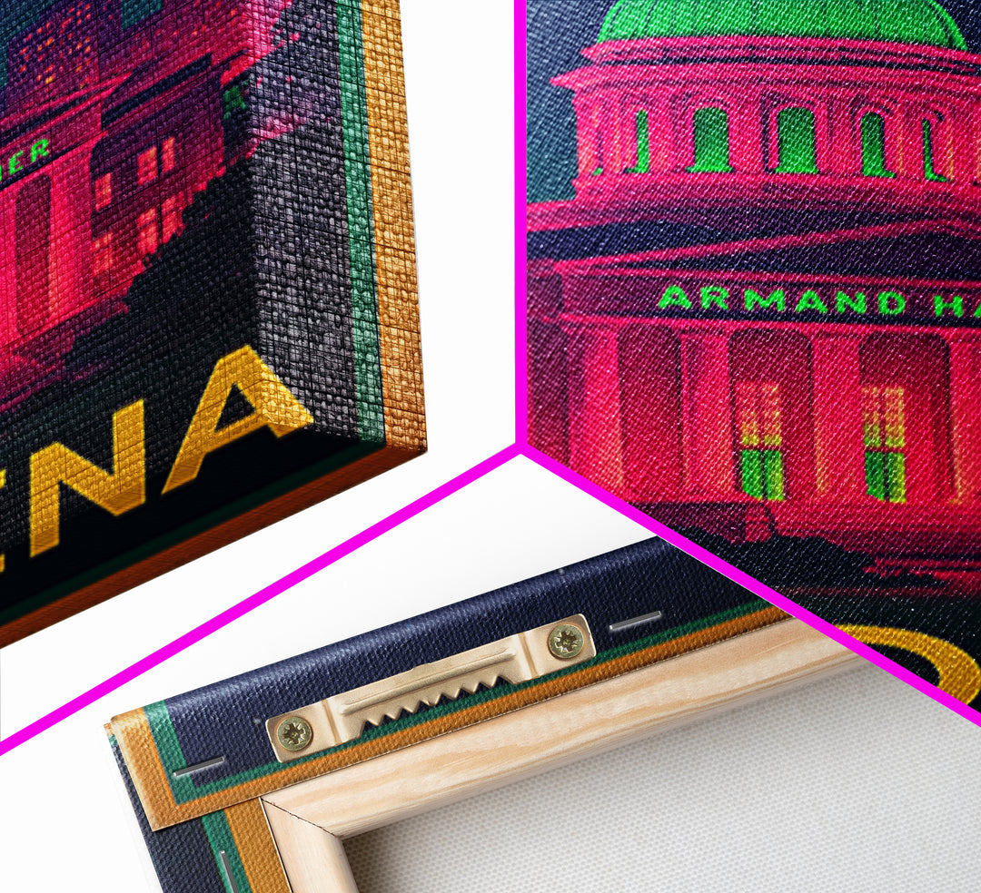 Pasadena California Travel Poster, Canvas Print, Retro Neon Travel Art, Pasadena Art Print, Skyline Art, Gift For Travelers, Wall Decor
