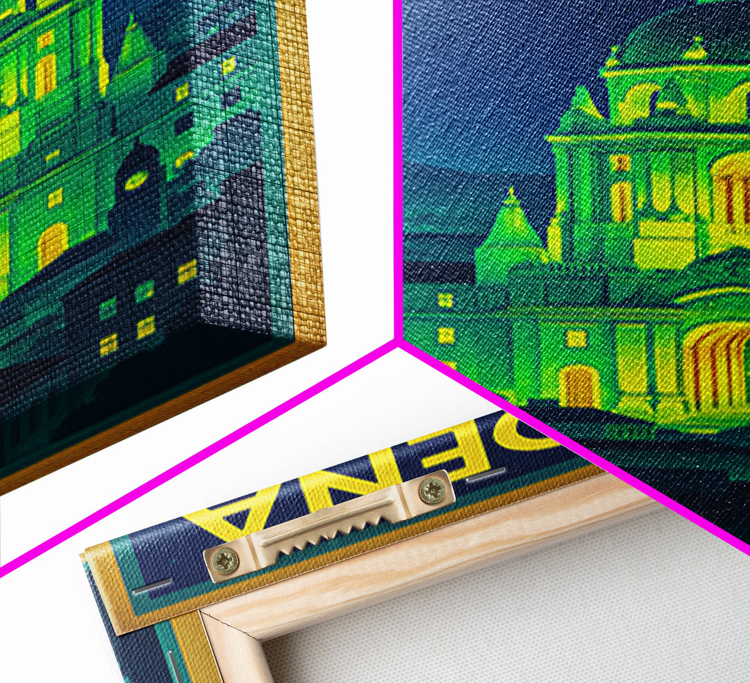 Pasadena Travel Poster, Framed Canvas Print, Neon Cityscape Wall Art, Pasadena Wall Art, Wanderlust Decor, Gift For Travelers, Design 3