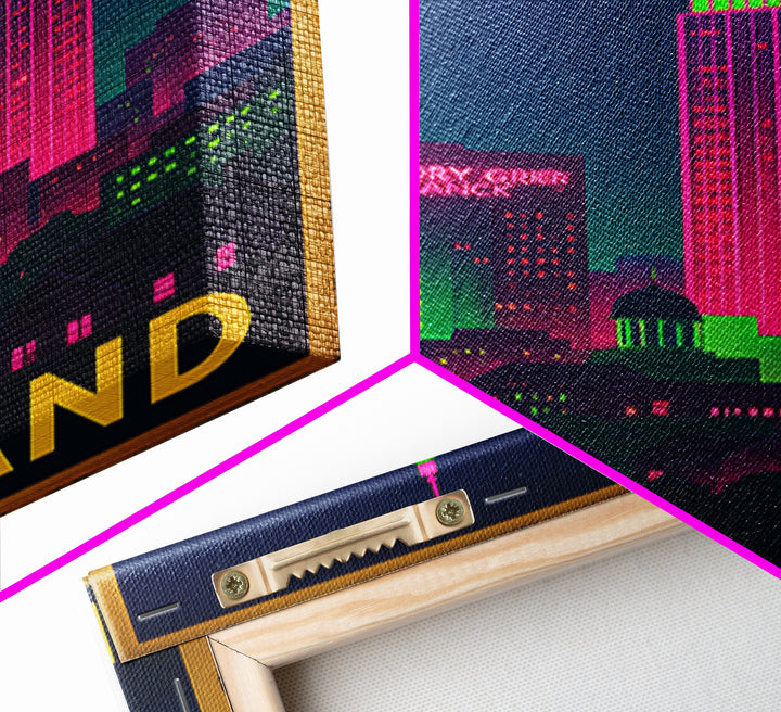 Pearland Texas Travel Poster, Canvas Print, Cyberpunk Style City Art, Pearland Travel Art, Mid Century Wall Art, Retro Travel Print