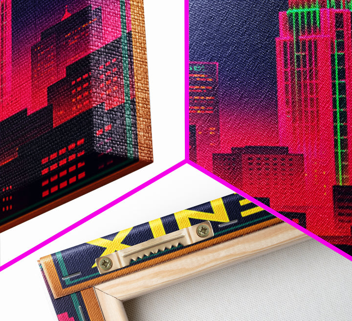 Phoenix Arizona Travel Poster, Canvas Print, Neon Urban Skyline Wall Art, Phoenix Poster Print, Eclectic Wall Decor, Living Room Wall Art