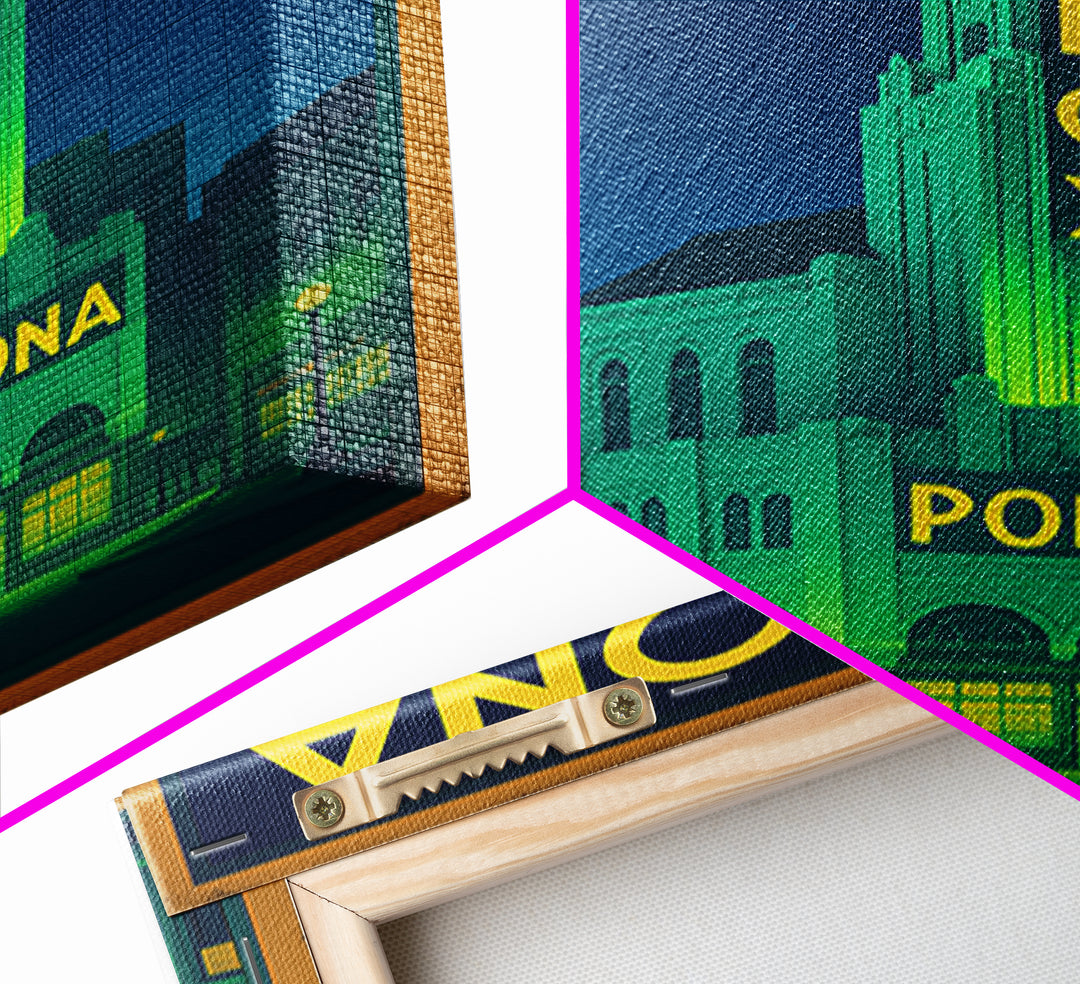 Pomona Travel Poster, Framed Canvas Print, Retro Neon Travel Art, Pomona Travel Art, City Travel Prints, City Illustration, Travel Gift