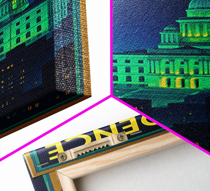 Providence Travel Poster, Canvas Print, Neon Skyline Art Wall Art, Providence Poster Print, Modern Wall Decor, Travel Wall Art, Design 2