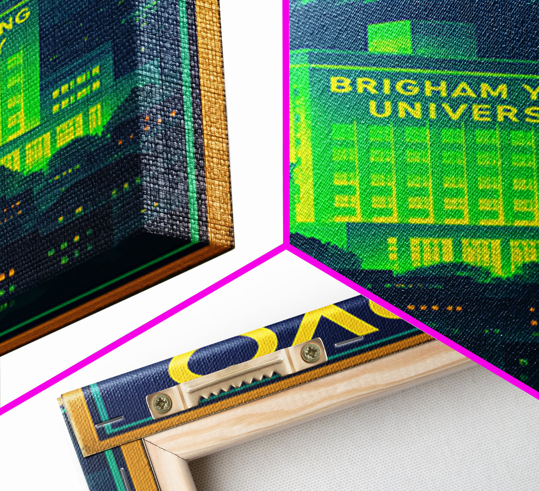 Provo Travel Poster, Framed Canvas Print, Neon Skyline Art Wall Art, Provo Poster Print, Travel Poster Art, City Travel Prints, Design 2