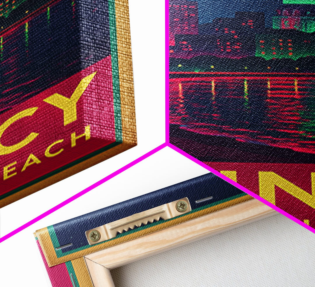 Quincy Massachusetts Travel Poster, Canvas Print, Retro Neon Travel Art, Quincy Travel Art, Travel Wall Decor, Home Office Decor, Art Print