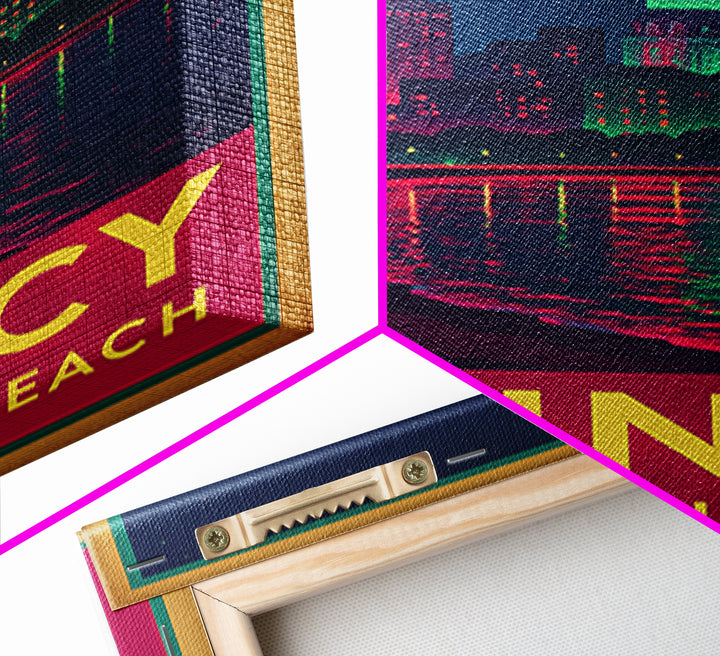 Quincy Massachusetts Travel Poster, Canvas Print, Retro Neon Travel Art, Quincy Travel Art, Travel Wall Decor, Home Office Decor, Art Print