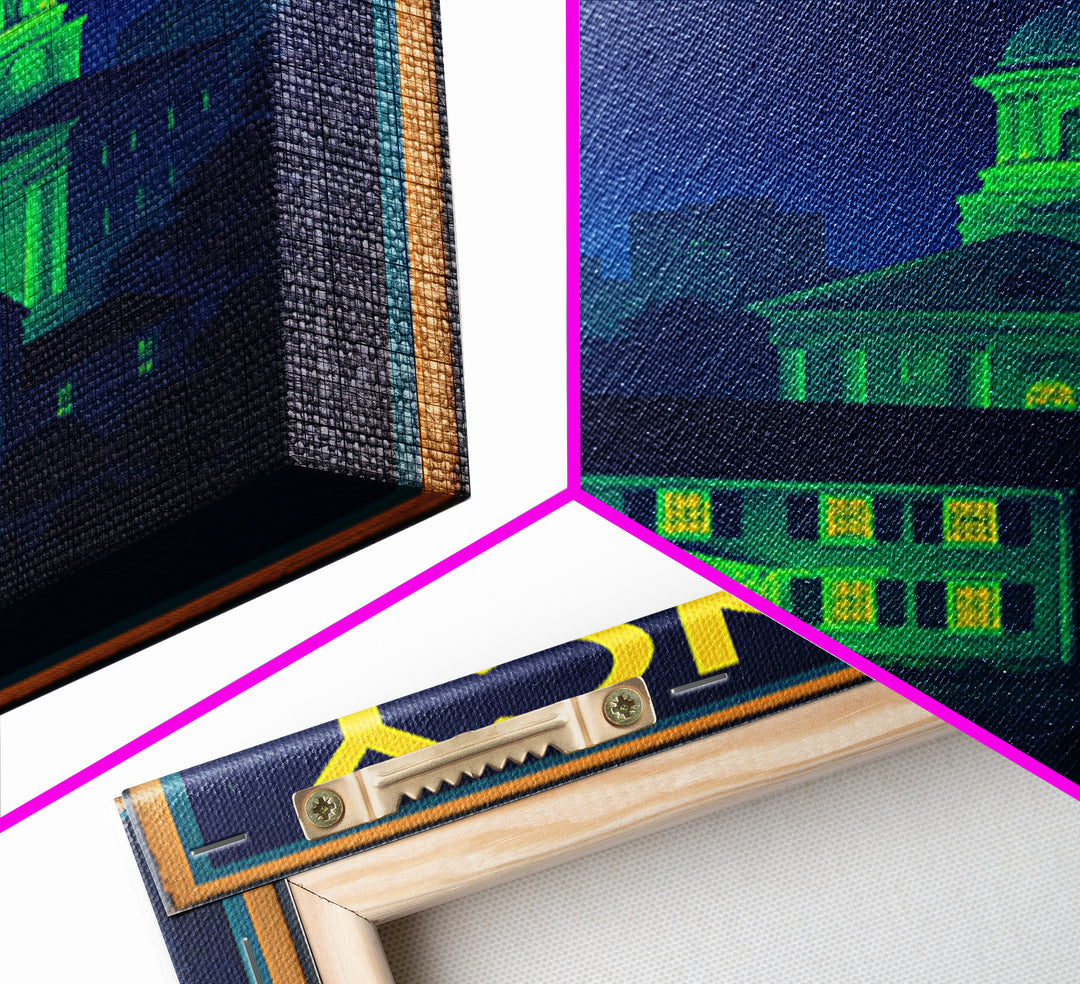 Quincy Travel Poster, Canvas Print, Neon Urban Skyline Wall Art, Quincy Wall Art, Modern Wall Decor, Fine Art Print, Living Room Wall Art