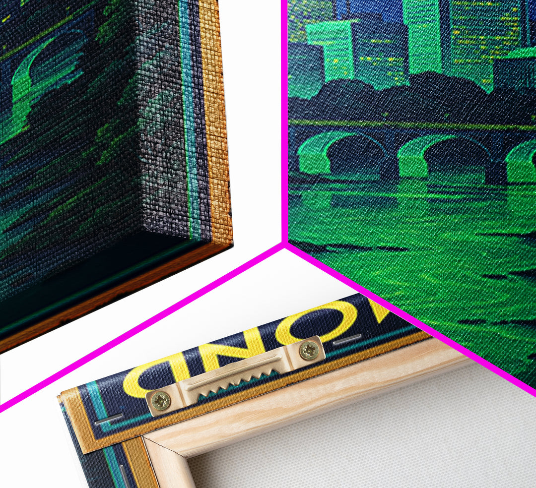R Ichmond Travel Poster, Framed Canvas Print, Cyberpunk Style City Art, R Ichmond City Art, Home Office Decor, Gift For Travelers