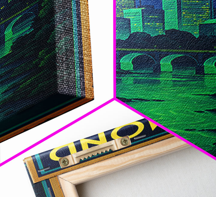 R Ichmond Travel Poster, Framed Canvas Print, Cyberpunk Style City Art, R Ichmond City Art, Home Office Decor, Gift For Travelers