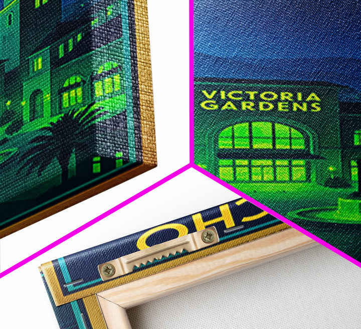 Rancho Cucamonga Travel Poster, Canvas Print, Retro Neon Travel Art, Rancho Cucamonga Travel Art, Travel Wall Art, Home Office Decor