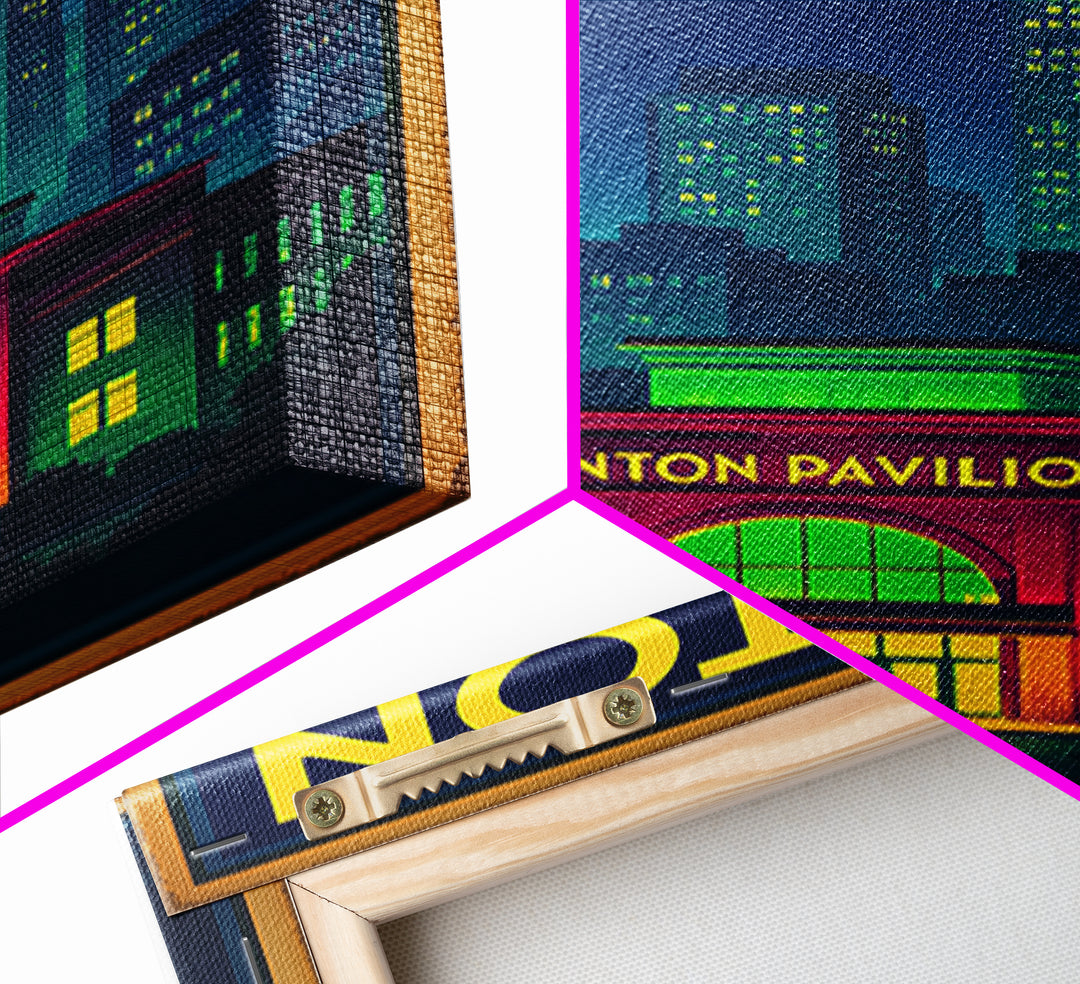 Renton Travel Poster, Canvas Print, Electric Night Poster Art, Renton Art Print, Living Room Wall Art, Vintage City Art, Fine Art Print
