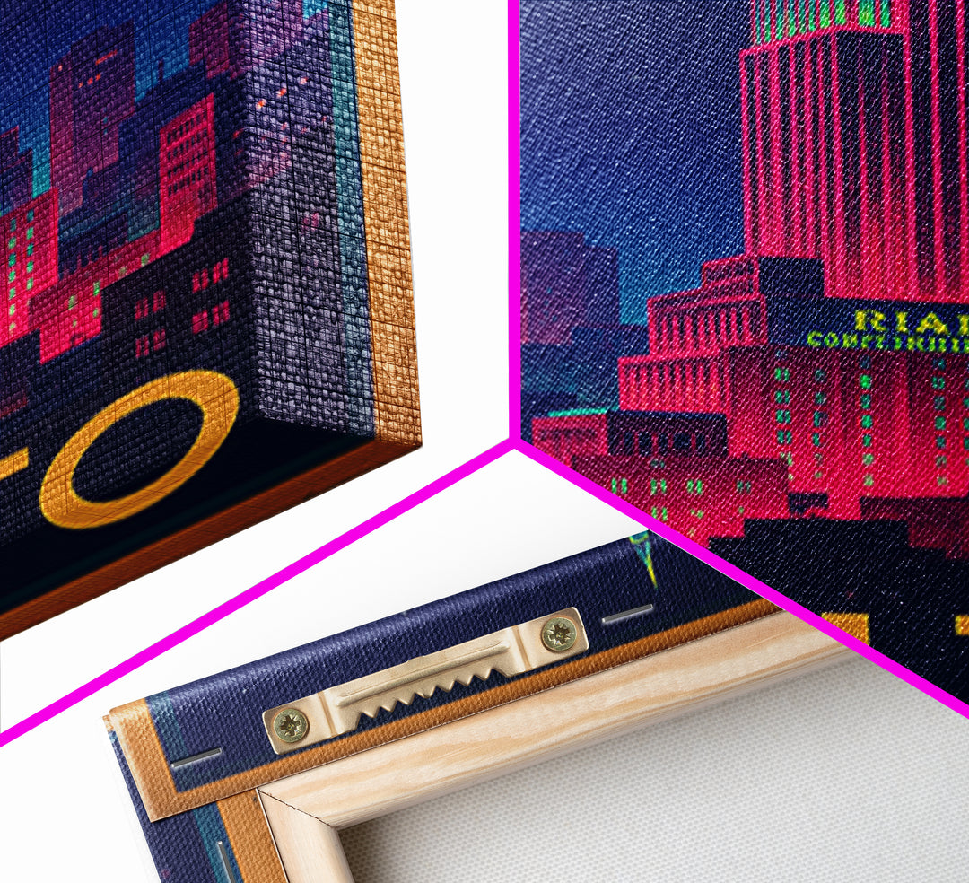 Rialto California Travel Poster, Canvas Print, Electric Night Poster Art, Rialto Wall Art, Travel Art, Travel Print, Wanderlust Decor