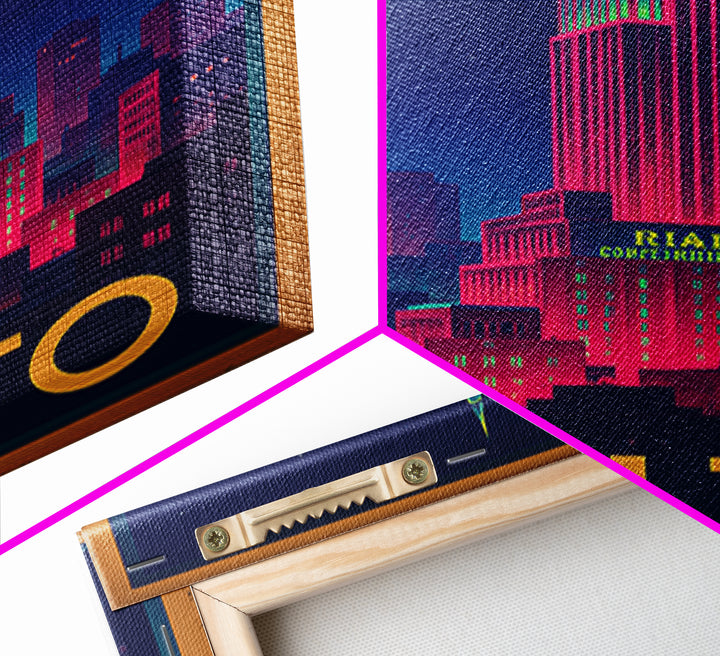Rialto California Travel Poster, Canvas Print, Electric Night Poster Art, Rialto Wall Art, Travel Art, Travel Print, Wanderlust Decor