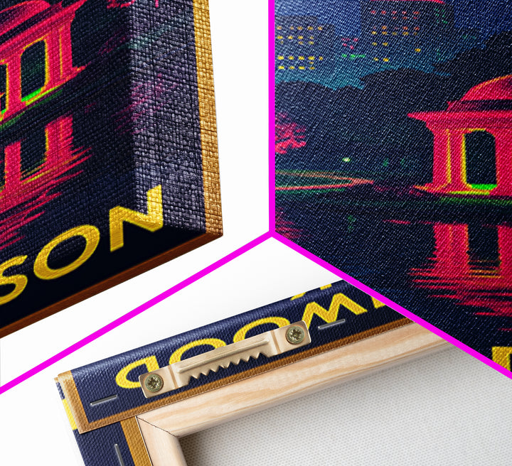 Richardson Texas Travel Poster, Canvas Print, Retro Neon Travel Art, Richardson Wall Art, Office Decor, City Art Print, Mid Century Wall Art