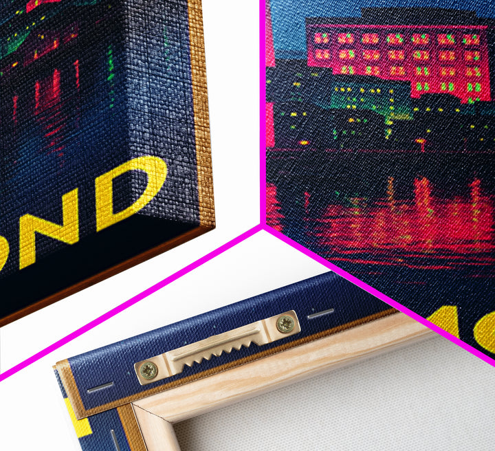 Richmond Virginia Travel Poster, Canvas Print, Cyberpunk Style City Art, Richmond Art Print, Fine Art Print, Travel Art Print, Retro Poster