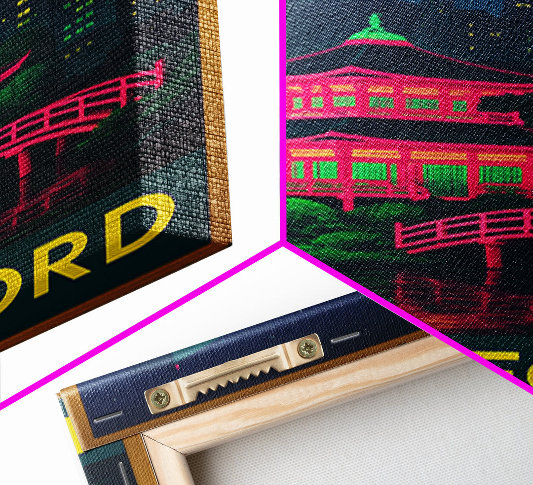 Rockford Illinois Travel Poster, Canvas Print, Retro Neon Travel Art, Rockford Art Print, Wanderlust Decor, Mid Century Wall Art, Travel Art