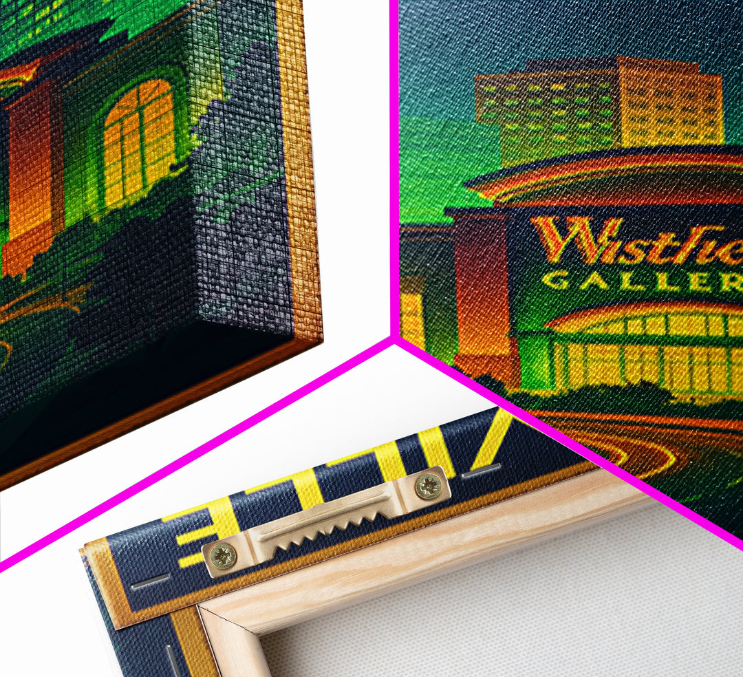 Roseville Travel Poster, Framed Canvas Print, Neon Skyline Art Wall Art, Roseville Poster Print, Home Office Decor, City Illustration