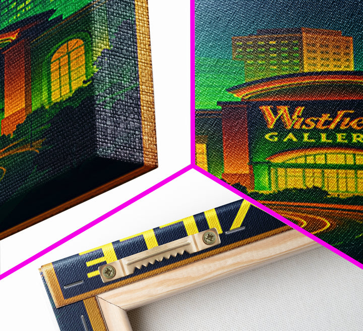 Roseville Travel Poster, Framed Canvas Print, Neon Skyline Art Wall Art, Roseville Poster Print, Home Office Decor, City Illustration