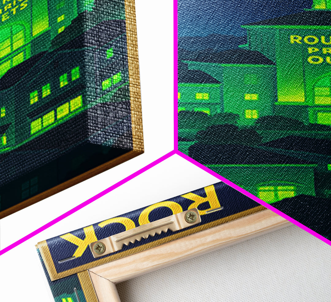 Round Rock Travel Poster, Canvas Print, Neon Downtown Skyline Wall Art, Round Rock Wall Art, Retro Travel Print, Art Print, Travel Prints