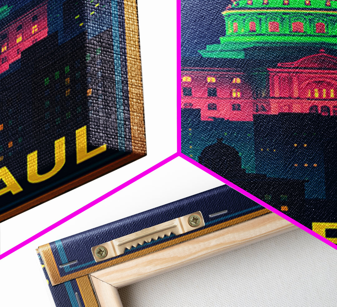Saint Paul Minnesota Travel Poster, Canvas Print, Cyberpunk Style City Art, Saint Paul City Art, Gift For Travelers, Living Room Wall Art