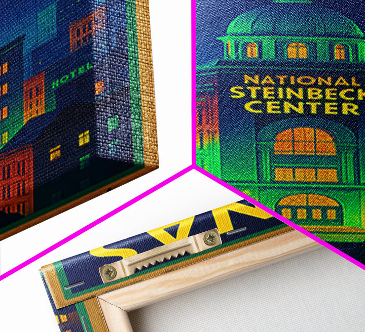 Salinas Travel Poster, Framed Canvas Print, Neon City Skyline Wall Art, Salinas Art Print, City Art Print, Vintage City Art, Travel Wall Art