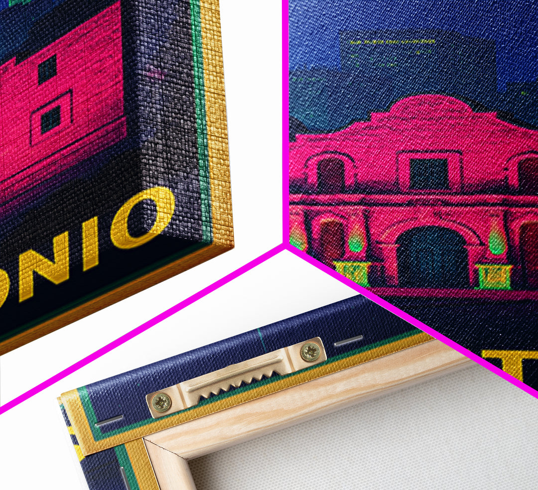 San Antonio Travel Poster, Canvas Print, Cyberpunk Style City Art, San Antonio City Art, Travel Art Print, Vintage City Poster