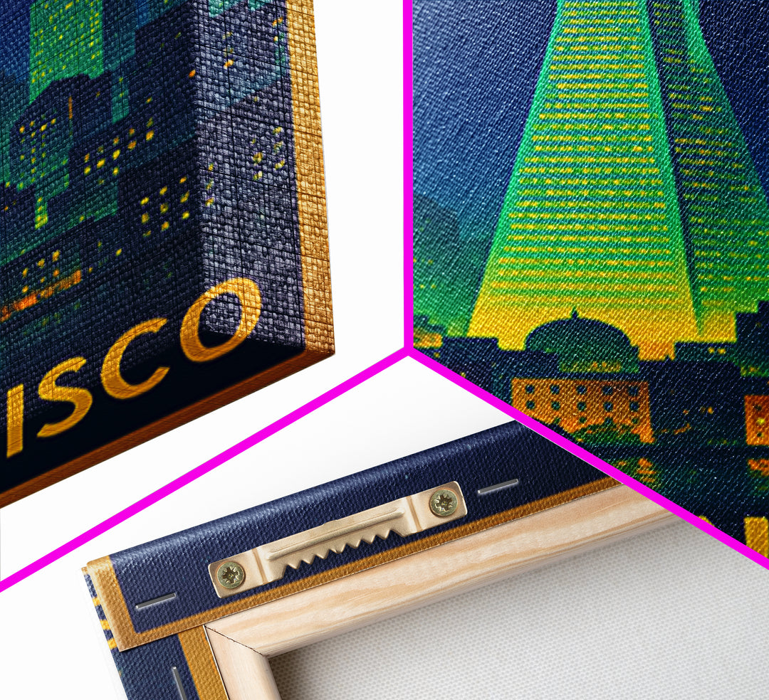 San Francisco California Travel Poster, Canvas Print, Retro Neon Travel Art, San Francisco Travel Art, Travel Poster Art, Travel Wall Decor
