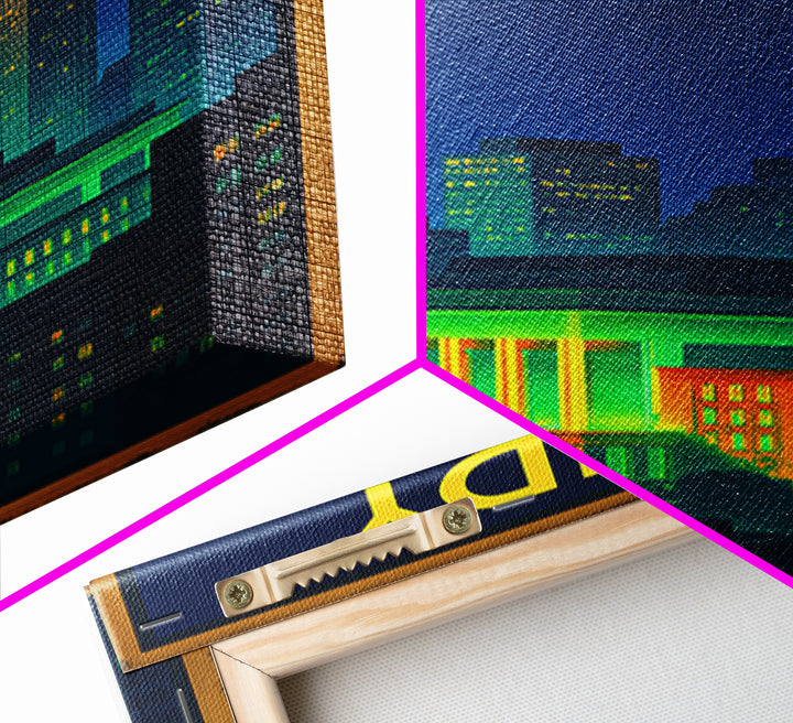 Sandy Springs Travel Poster, Canvas Print, Retro Neon Travel Art, Sandy Springs Travel Art, Travel Poster Set, Watercolor Downtown Skyline
