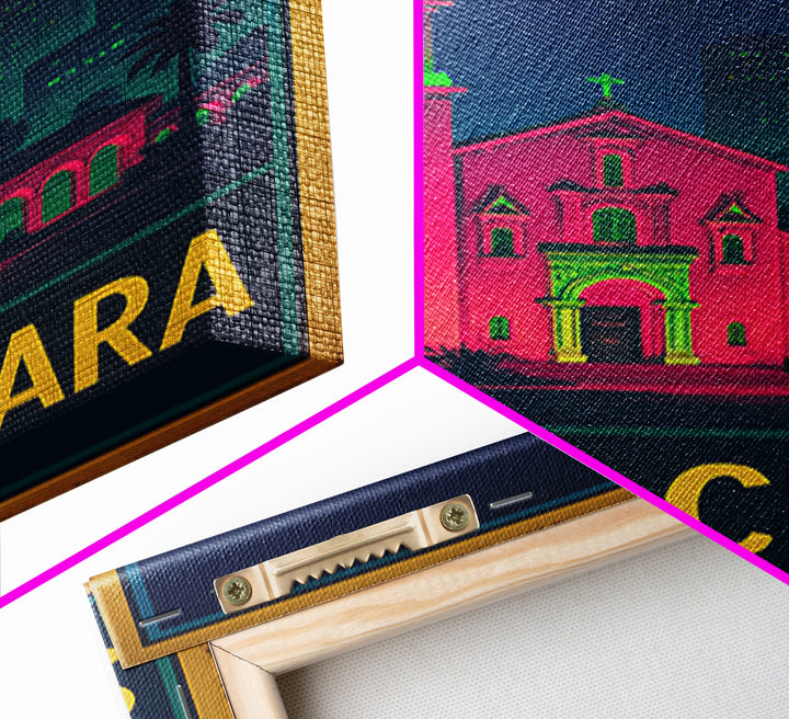 Santa Clara California Travel Poster, Canvas Print, Electric Night Poster Art, Santa Clara Wall Art, Eclectic Wall Decor, Fine Art Print