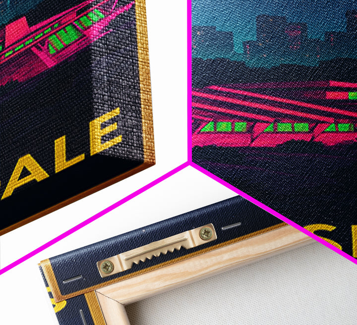Scottsdale Arizona Travel Poster, Canvas Print, Neon Downtown Skyline Wall Art, Scottsdale Print, Art Print, Art Print, Wanderlust Decor