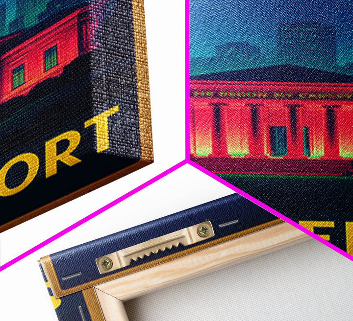 Shreveport Louisiana Travel Poster, Canvas Print, Retro Neon Travel Art, Shreveport Art Print, Travel Art Print, Vintage City Art