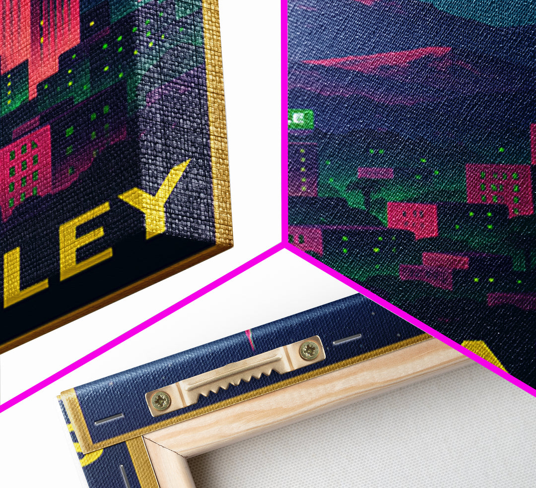 Simi Valley California Travel Poster, Canvas Print, Neon City Skyline Wall Art, Simi Valley Poster Print, Wall Decor, Travel Art Print