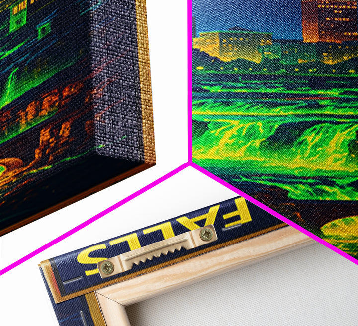 Sioux Falls Travel Poster, Canvas Print, Retro Neon Travel Art, Sioux Falls Poster Print, Living Room Wall Art, City Illustration