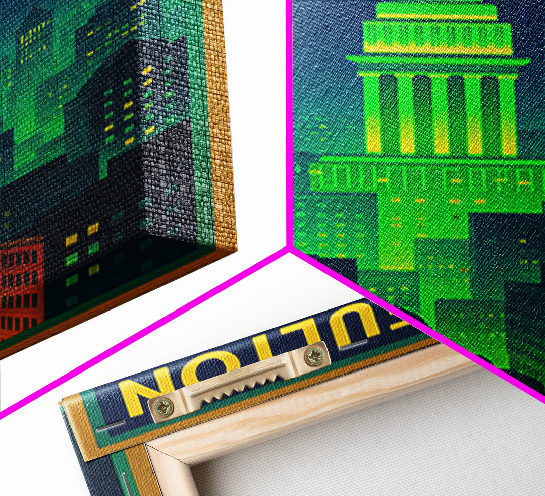 South Fulton Travel Poster, Canvas Print, Neon Urban Skyline Wall Art, South Fulton Art Print, Travel Poster Set, Living Room Wall Art
