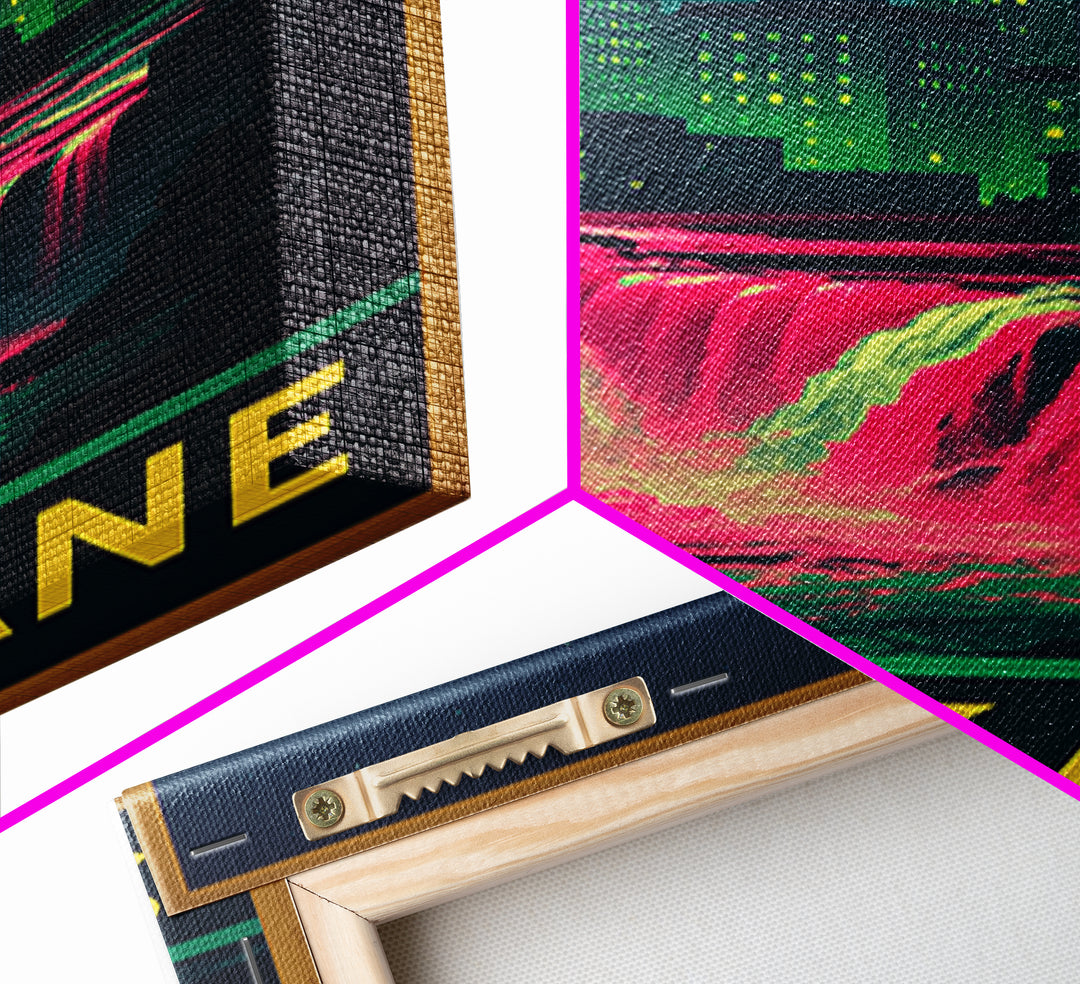 Spokane Washington Travel Poster, Canvas Print, Cyberpunk Style City Art, Spokane Poster Print, Mid Century Wall Art, Living Room Wall Art