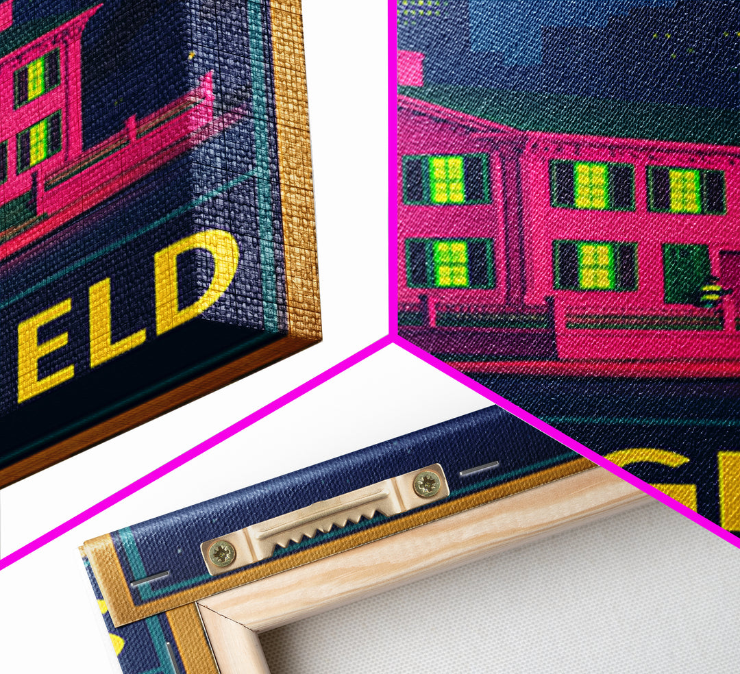 Springfield Missouri Travel Poster, Framed Canvas Print, Neon Skyline Wall Art, Springfield Travel Art, Wanderlust Decor, Travel Wall Art